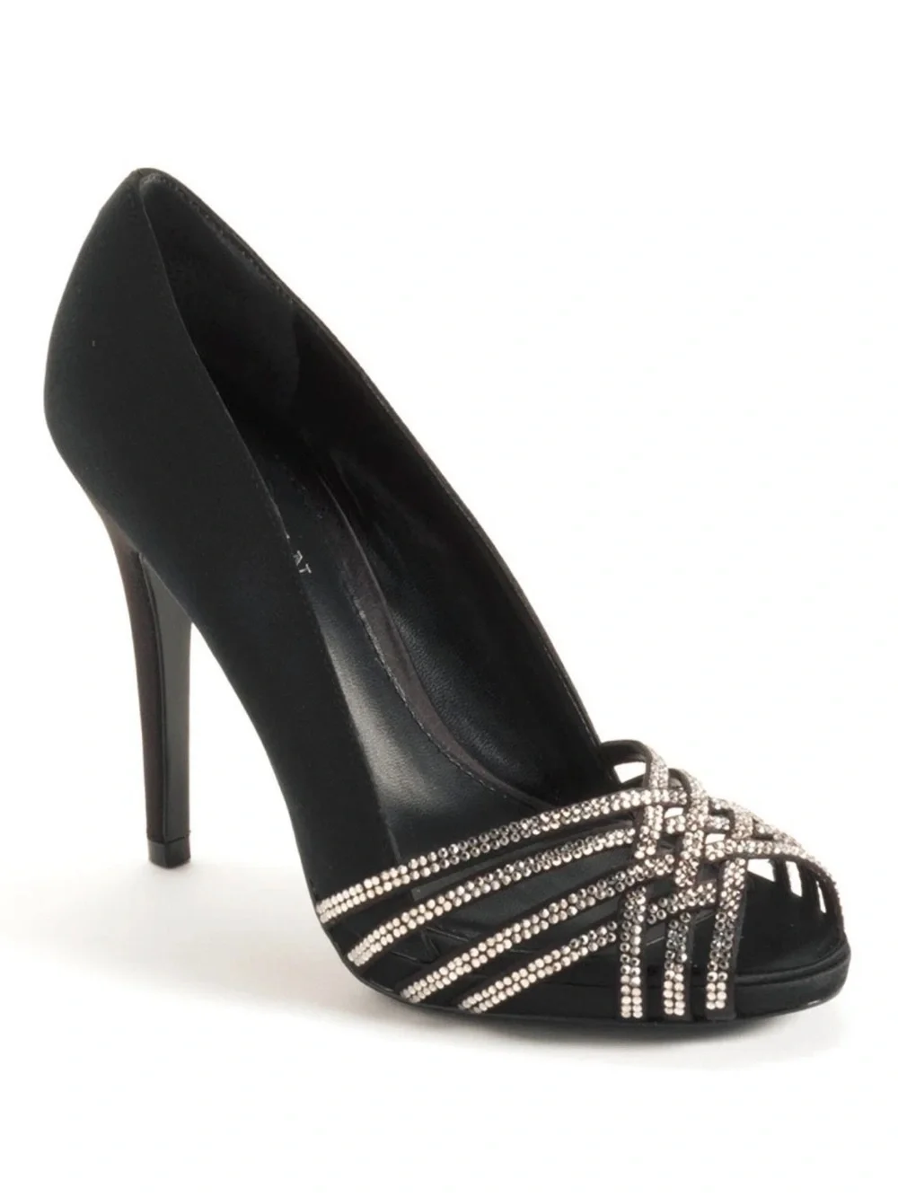 Ralph Lauren Black Crystal-Embellished Peep-Toe Stiletto Pump